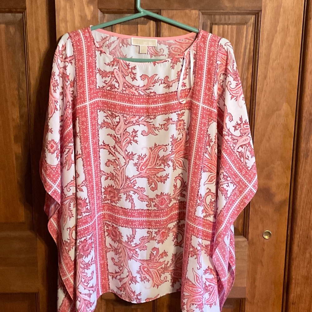 Michael Kors Pink Paisley Flutter Tunic Top